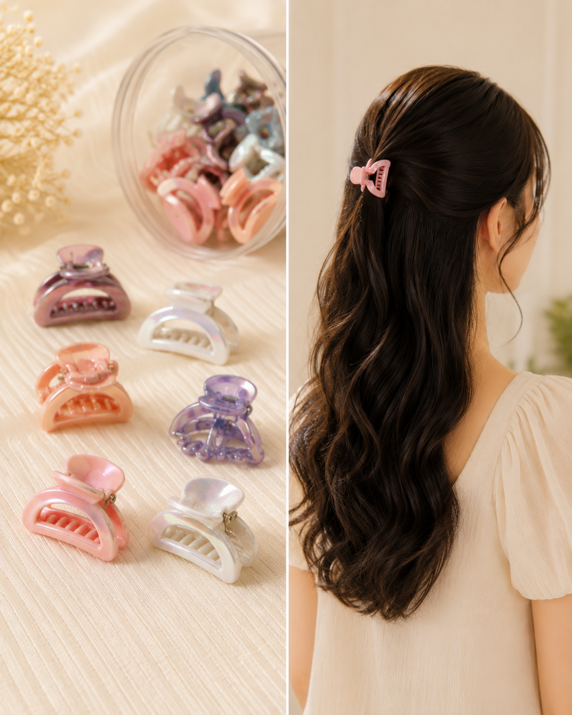 Mini Marble Hair Claw Clips – Assorted Pastel Colors