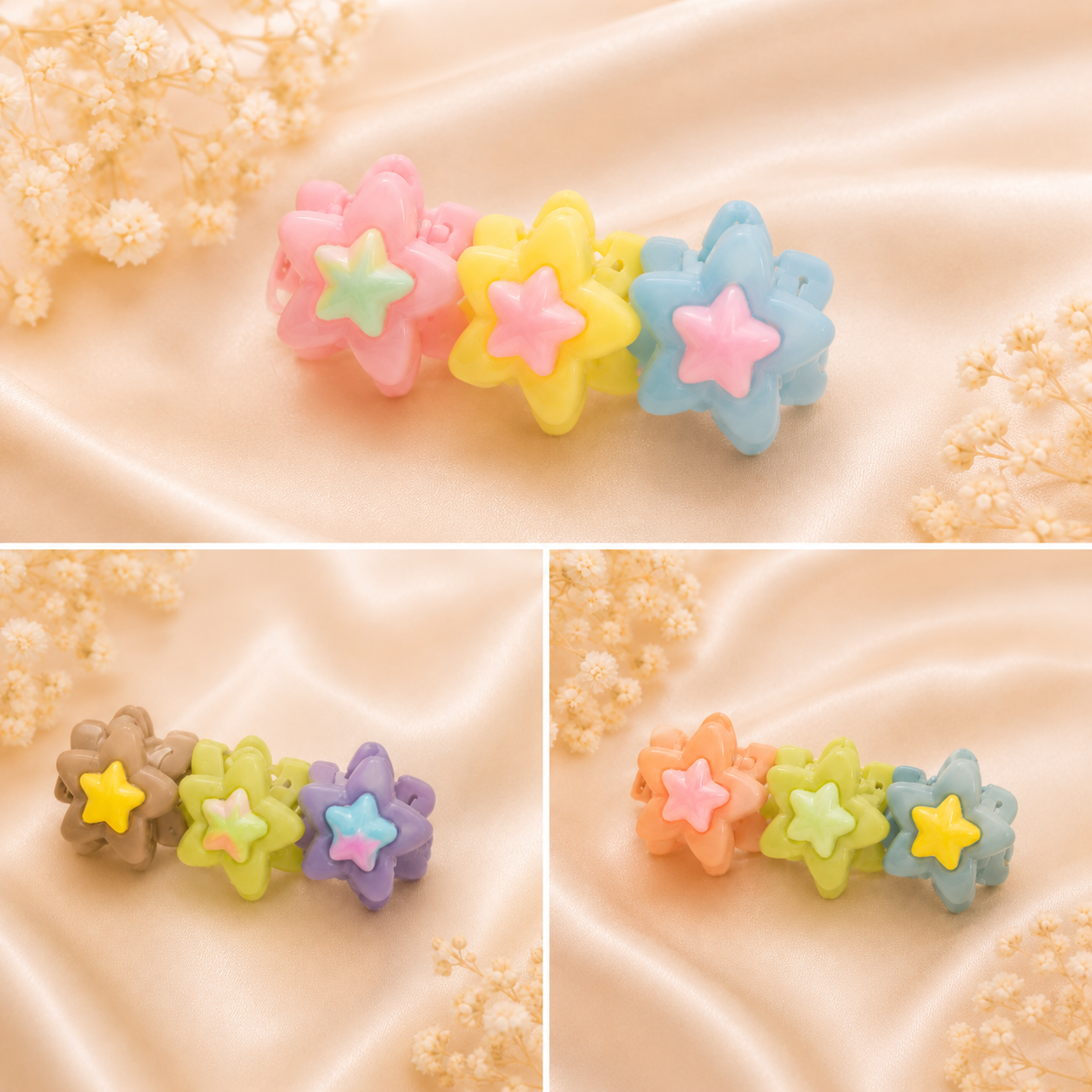 Star Snap Hair Clips – Set of 3