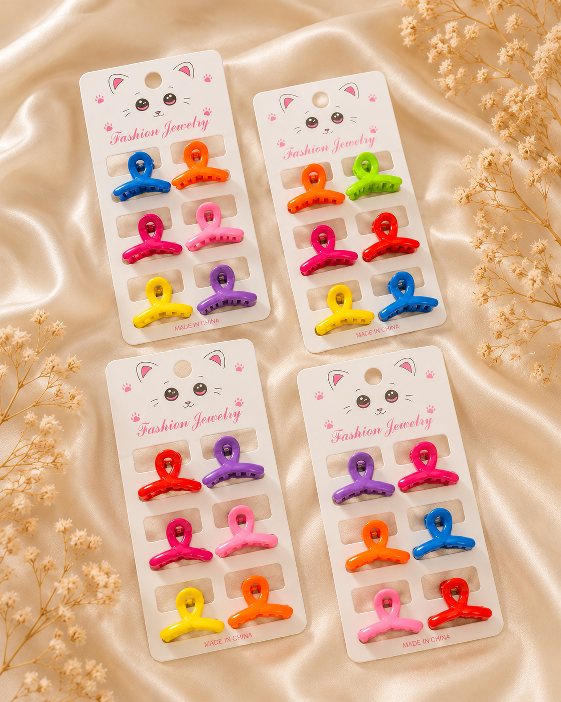 Mini Colorful Hair Claw Clips – 6 Pcs Set
