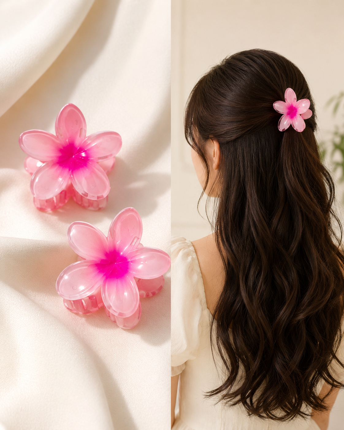 Tropical Bloom Flower Hair Claw Clips