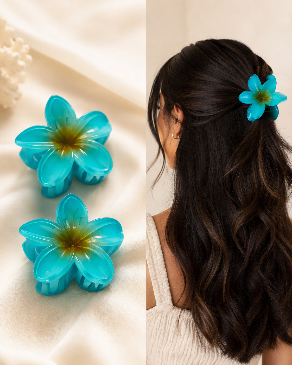 Tropical Bloom Flower Hair Claw Clips
