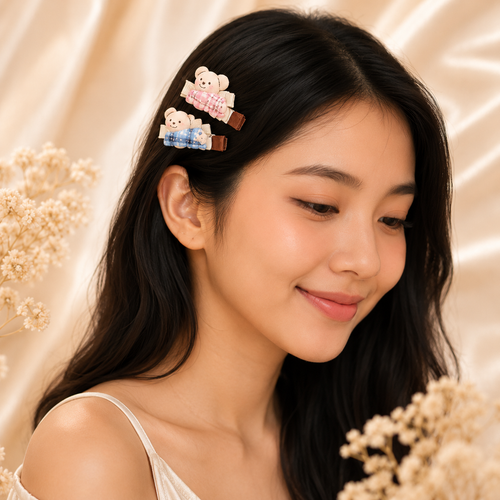 Cute Teddy Hair Clip (set of 1)